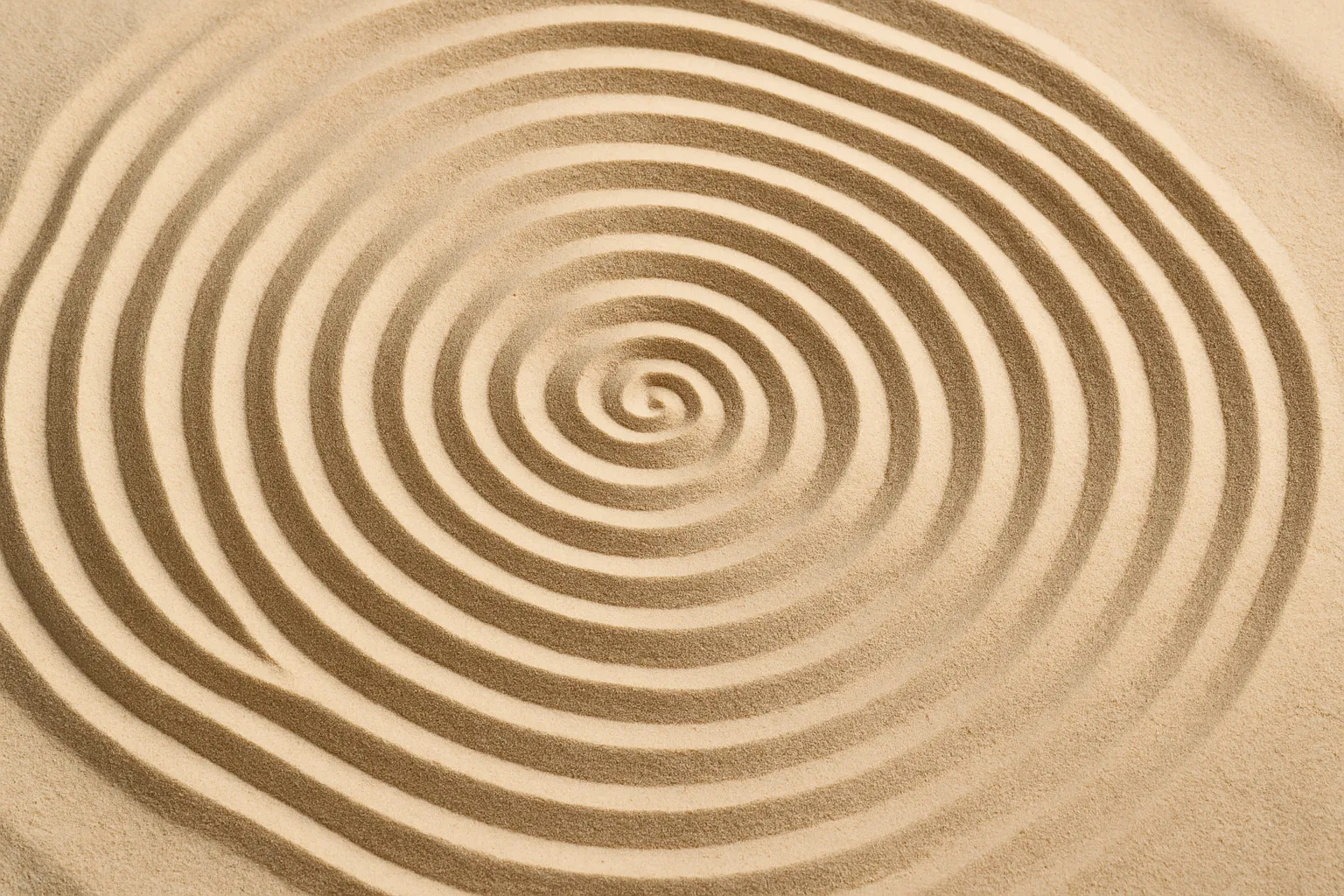 Zen sand spiral pattern
